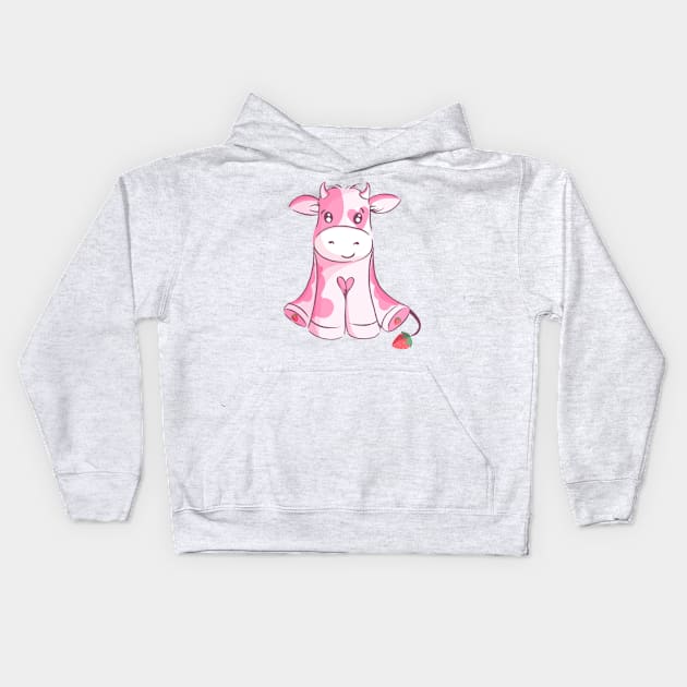 Strawberry Cow Kids Hoodie by Prettyinpinks